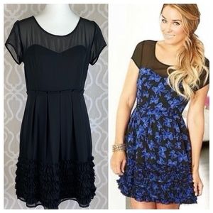 Lauren Conrad Basic Black Pleated Ruffle Dress
